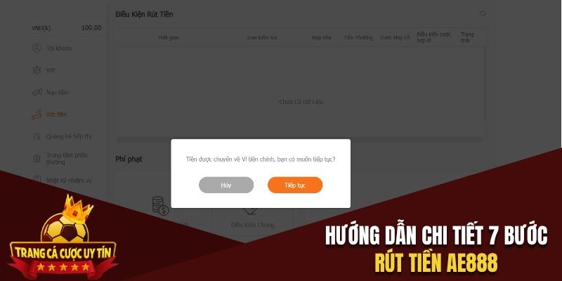 7 bước hướng dẫn rút tiền AE888 chi tiết nhất
