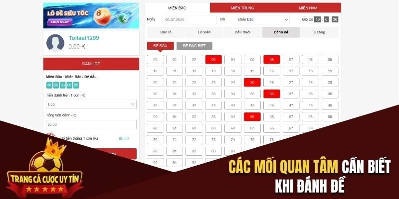 Các mối quan tâm cần biết khi đánh đề
