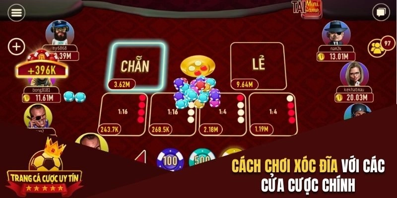 Cách chơi xóc đĩa với các cửa cược chính