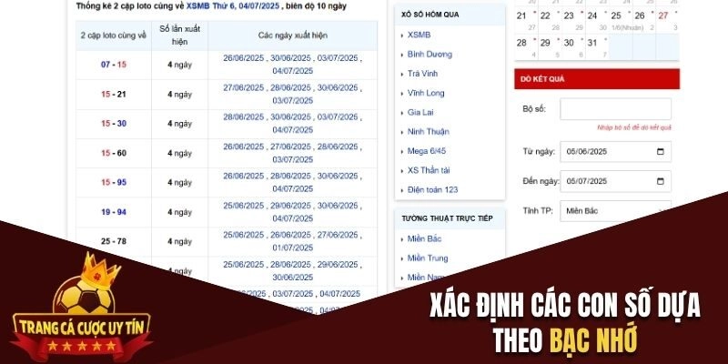 Xác định các con số dựa theo bạc nhớ